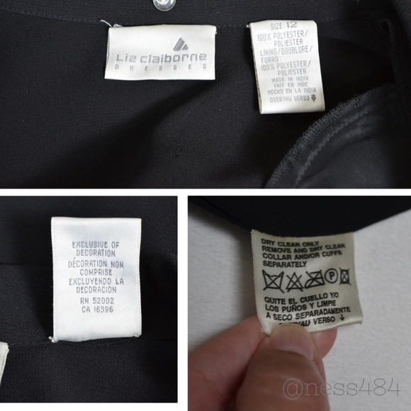Liz Claiborne VINTAGE Black Sheer Button Front Belted Shirt Dress Maxi Size 12 - Picture 6 of 7